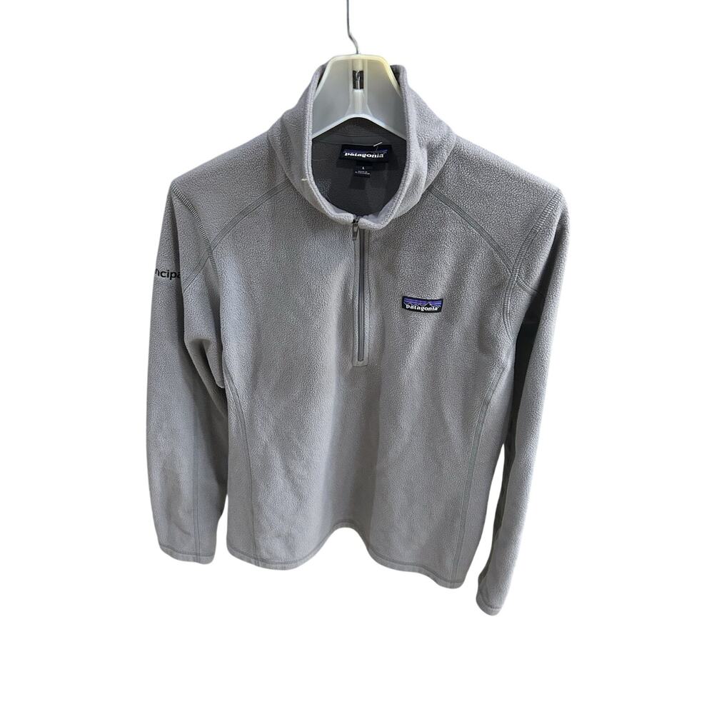 Women's Patagonia Micro D 1/4 Zip Fleece Pullover Gray Size Size Large Corp Logo